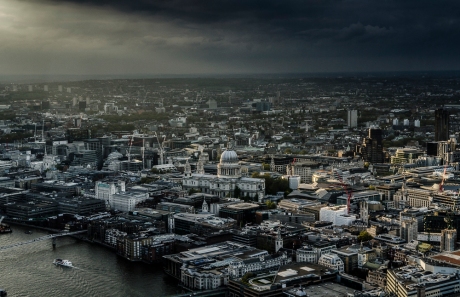 London, Aerial views, city of london, aerial photograph, aerial, city view, St Pauls, Thames, Ray of sunlight, 